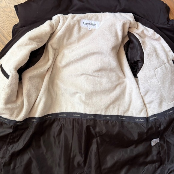 Calvin Klein Women's Chocolate Brown Down Puffer Jacket Faux Fur Lined Parka - Picture 8 of 8